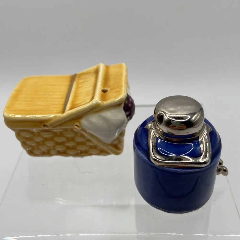 Arcadia Ceramics Picnic Basket Thermos Jug Salt Pepper Shaker Set